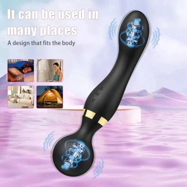 10-band Retractable Vibrating AV Wand Luxurious Shape Soft Touch G-spot Vibrator 100% Waterproof Clitoral Vibrator